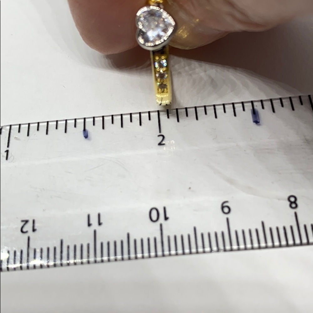 CRYSTAL heart ring gold plating on sterling silver - Picture 9 of 9